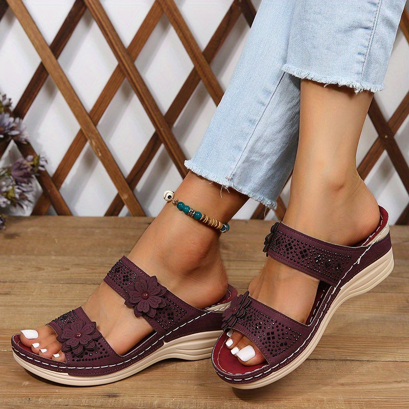 Sandali Comfort con Zeppa e Fascia Scivolata