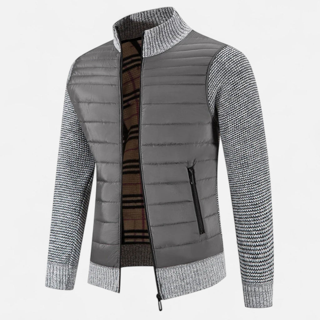 Men's Fleece Patchwork Stand-Collar Jacket