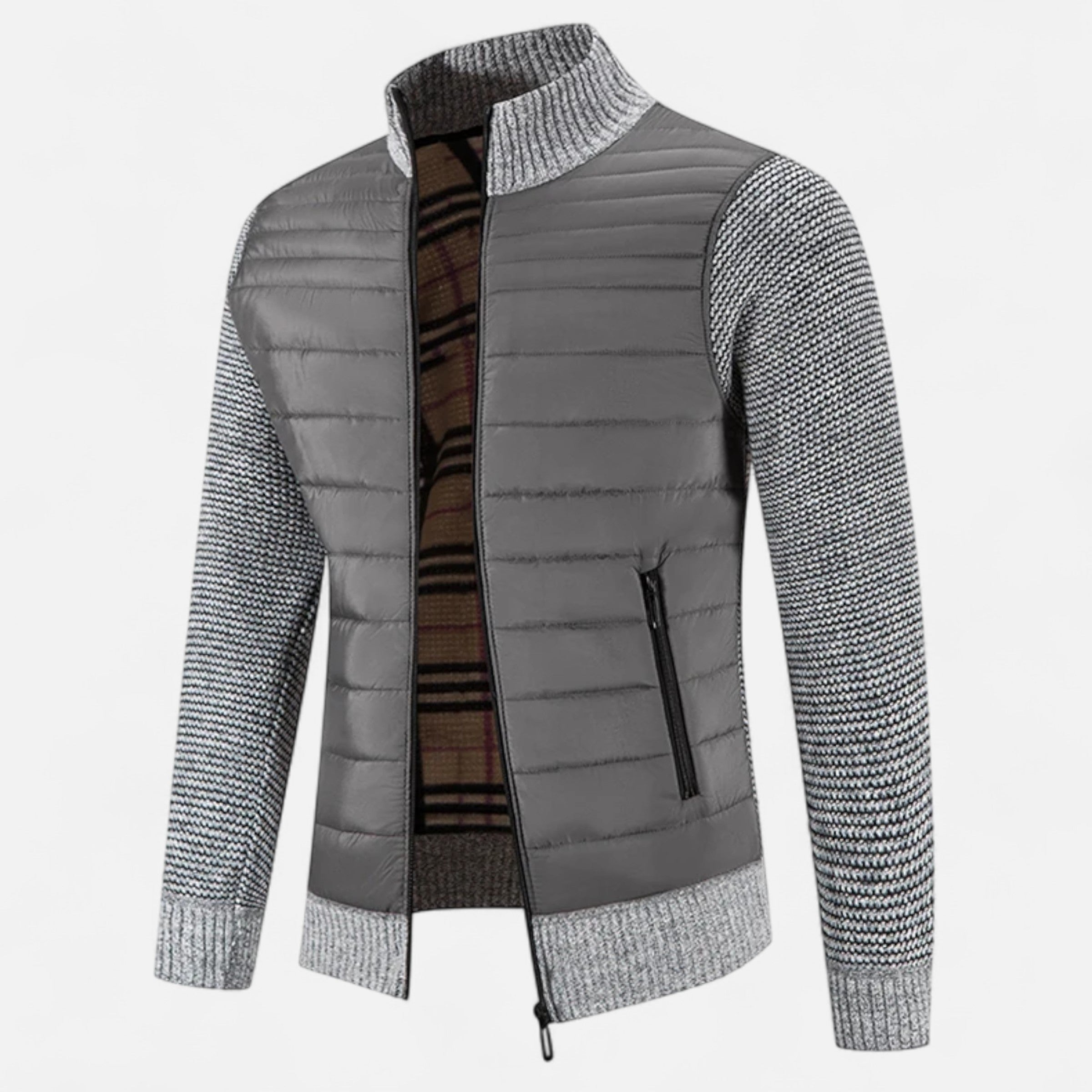 Men's Fleece Patchwork Stand-Collar Jacket