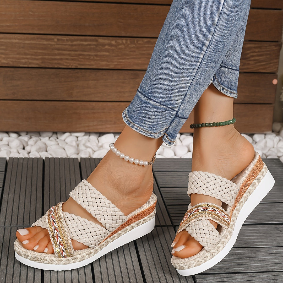 Woven Slip-On Comfort Sandals