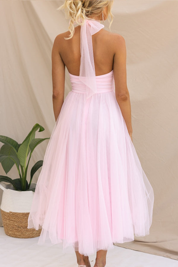 Abito Maxi in Tulle per Occasioni con Strati Romantici