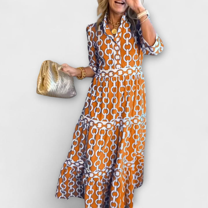 Chain Pattern Midi Dress