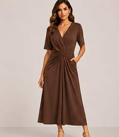 Abito Midi Minimalista con Linee Pulite