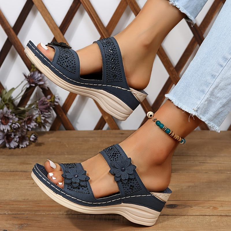 Sandali Comfort con Zeppa e Fascia Scivolata