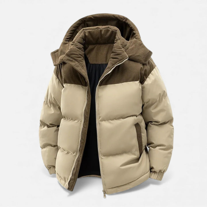 Men’s Stylish Thick Fleece-Lined Winter Jacket with Removable Hood for Cold-Weather