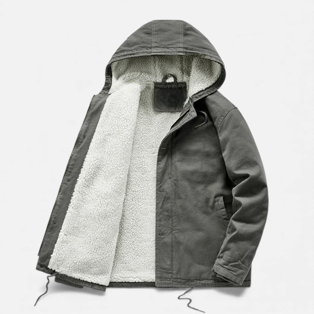 Men's Lamb Fleece Hooded Winter Coat