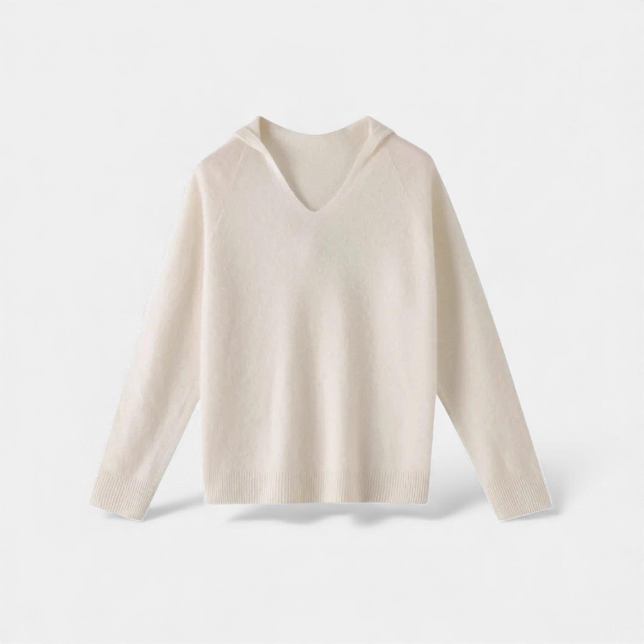Women's Wool Knitted V-Neck Hoodie