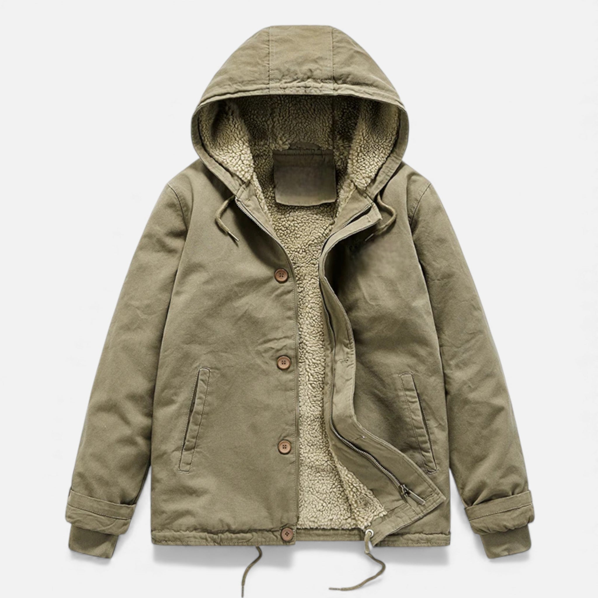 Men's Lamb Fleece Hooded Winter Coat