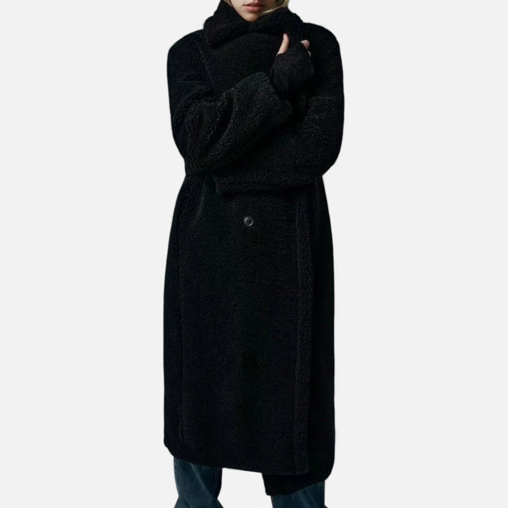 Women’s Long Double-Breasted Teddy Coat