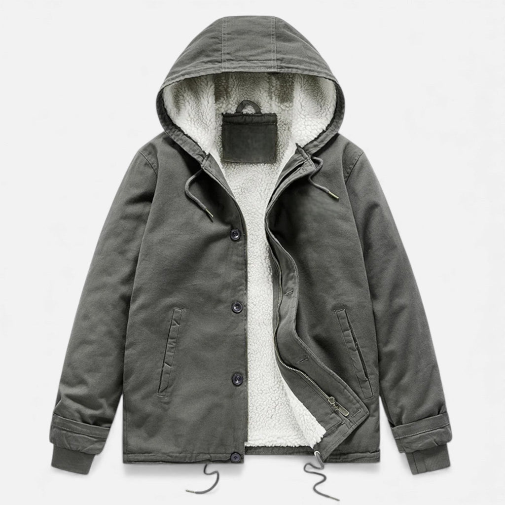 Men's Lamb Fleece Hooded Winter Coat