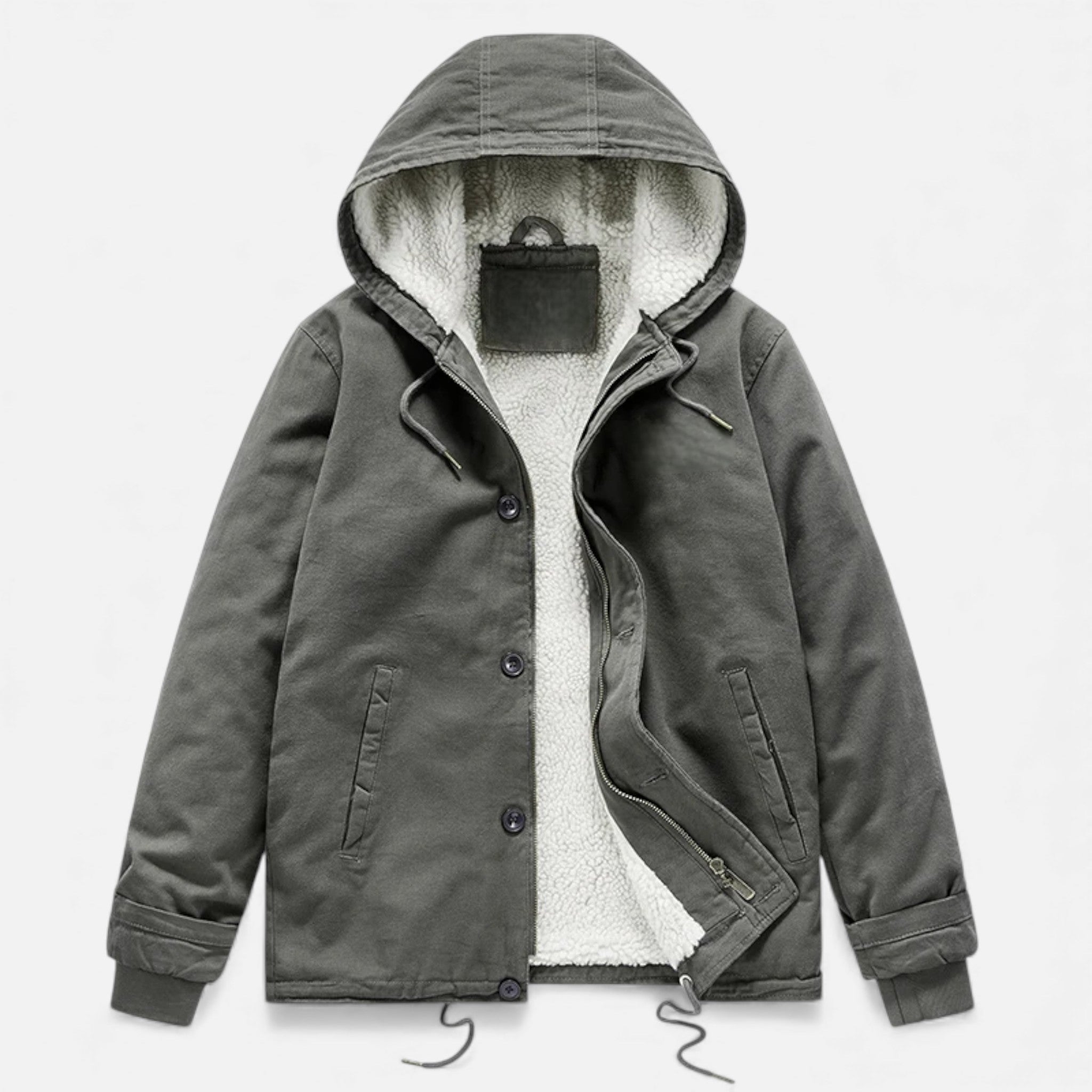 Men's Lamb Fleece Hooded Winter Coat