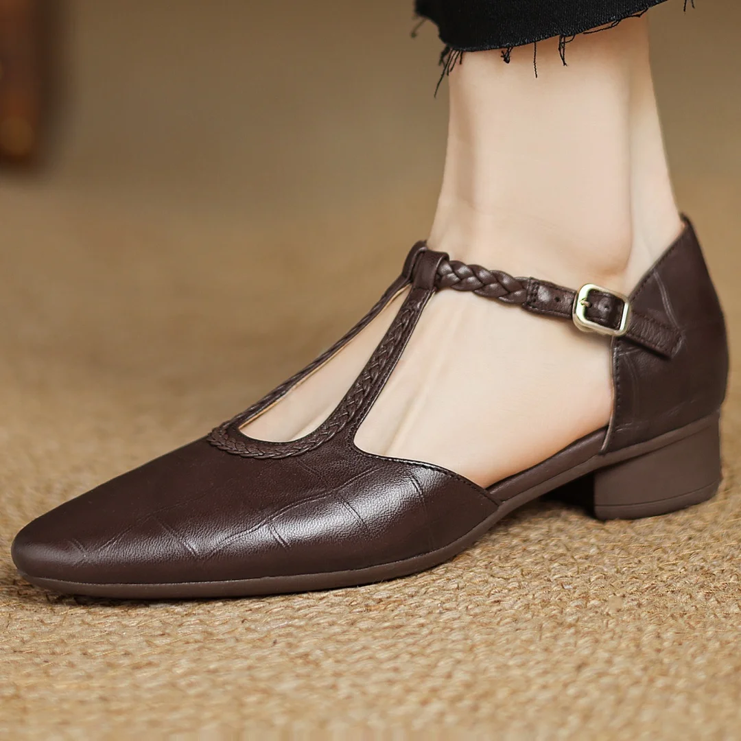 Zapatos planos Mary Jane de punta puntiaguda
