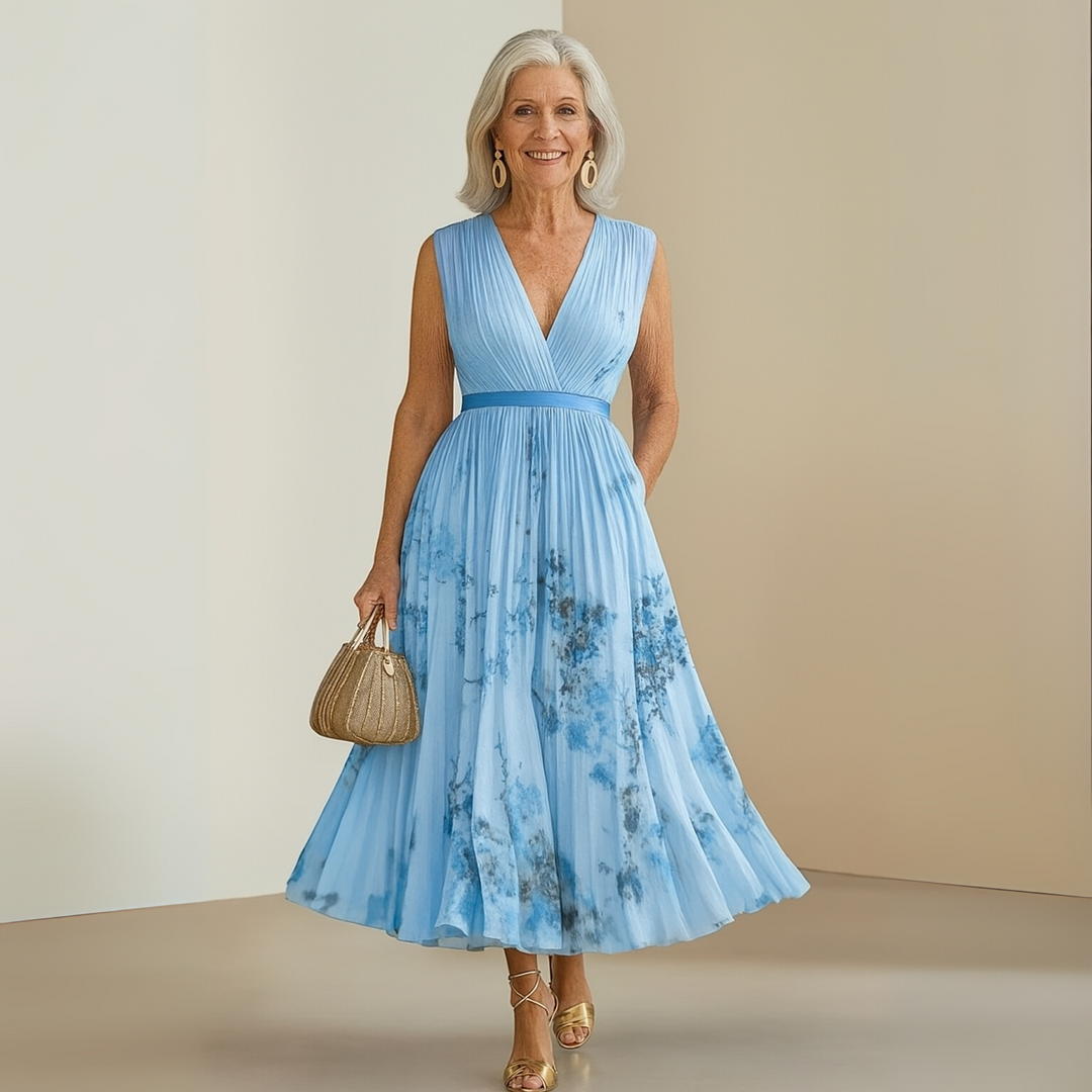 Vestido maxi veraniego sin mangas y fluido