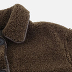 Women's Reversible Brown Teddy Jacket with Turn-Down Collar