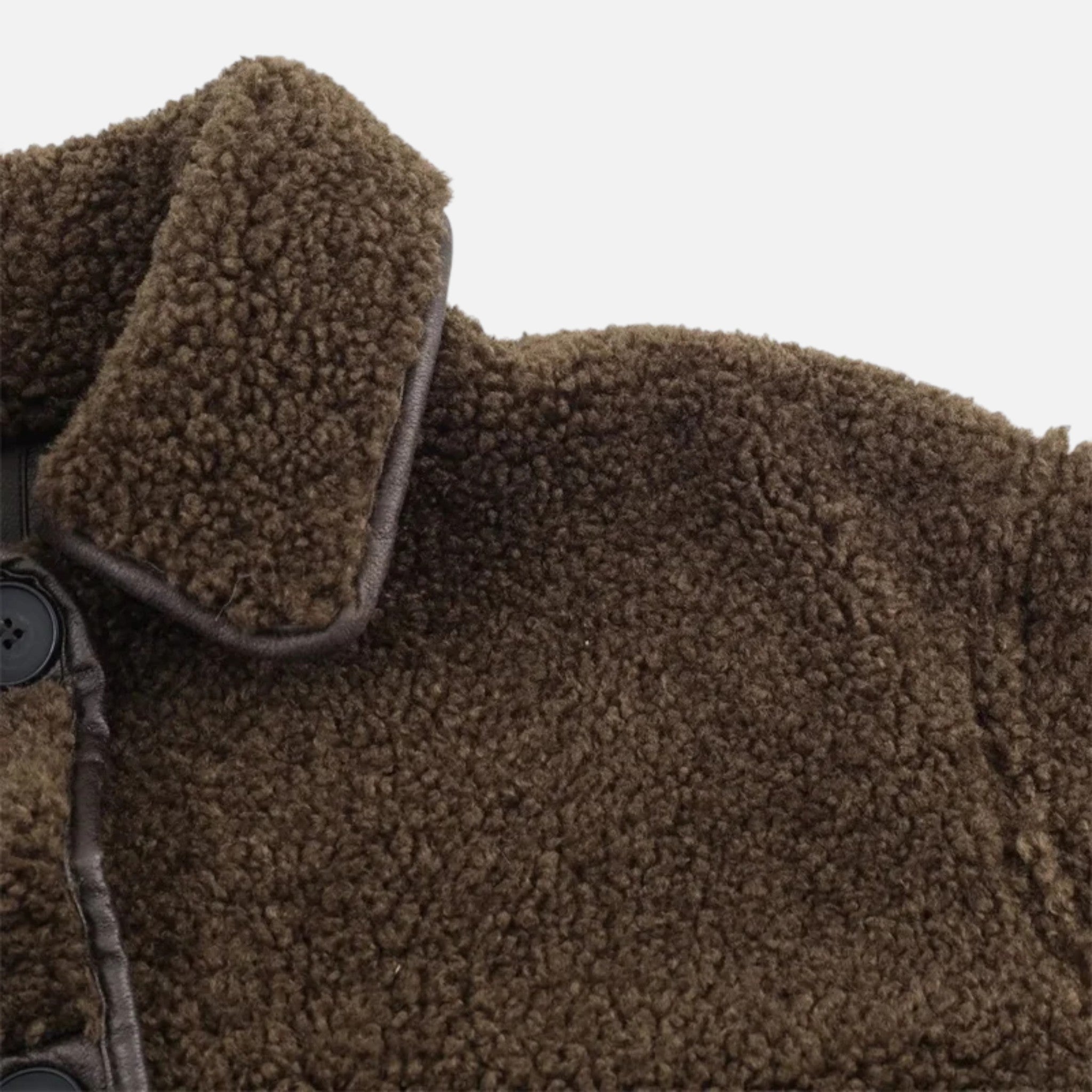 Women's Reversible Brown Teddy Jacket with Turn-Down Collar