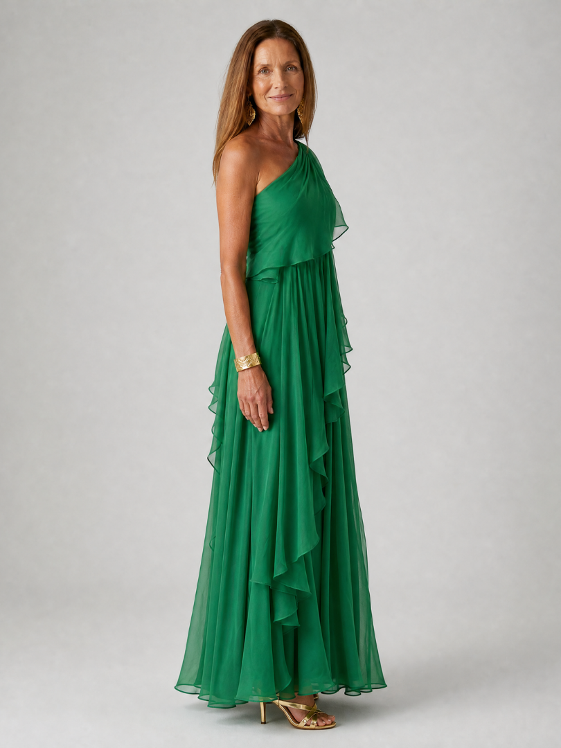 One-Shoulder Ruffle Maxi Dress