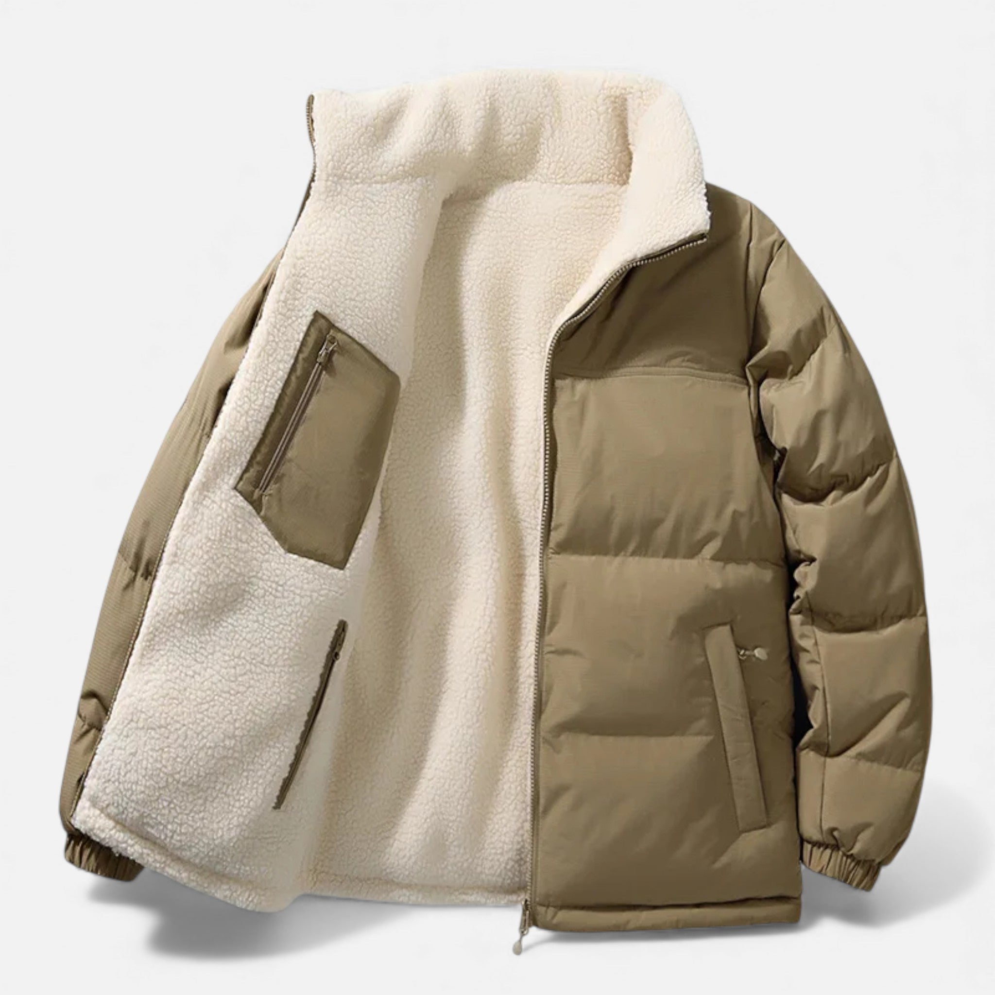 Men's Plush-Lined Thick Winter Puffer Jacket