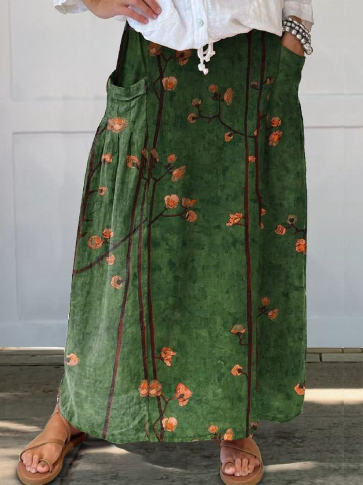 Falda con bolsillos de flores silvestres