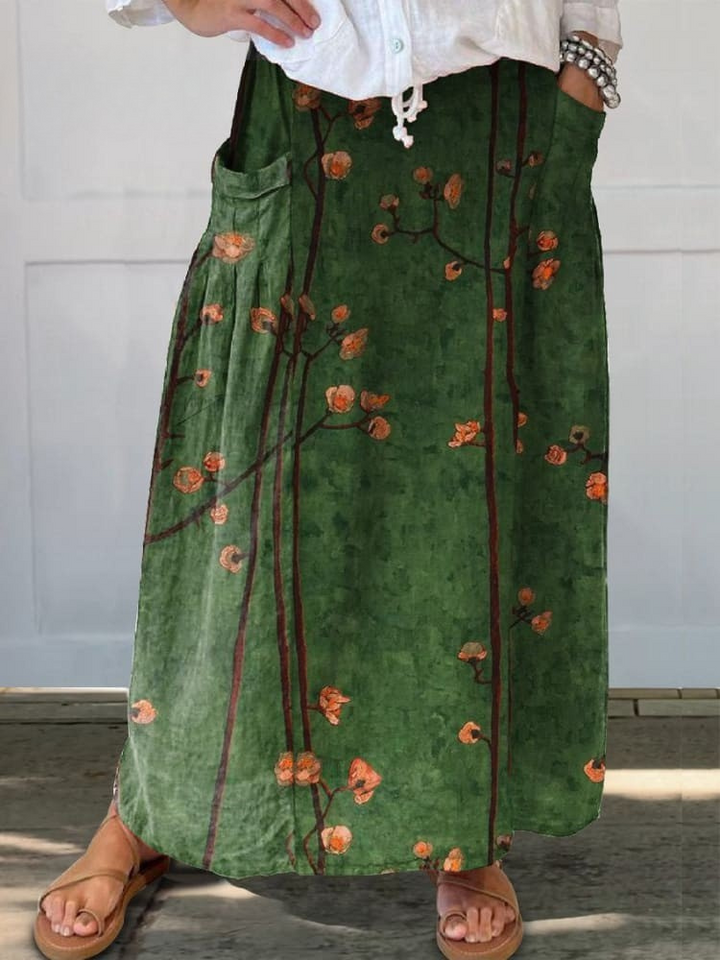 Falda con bolsillos de flores silvestres