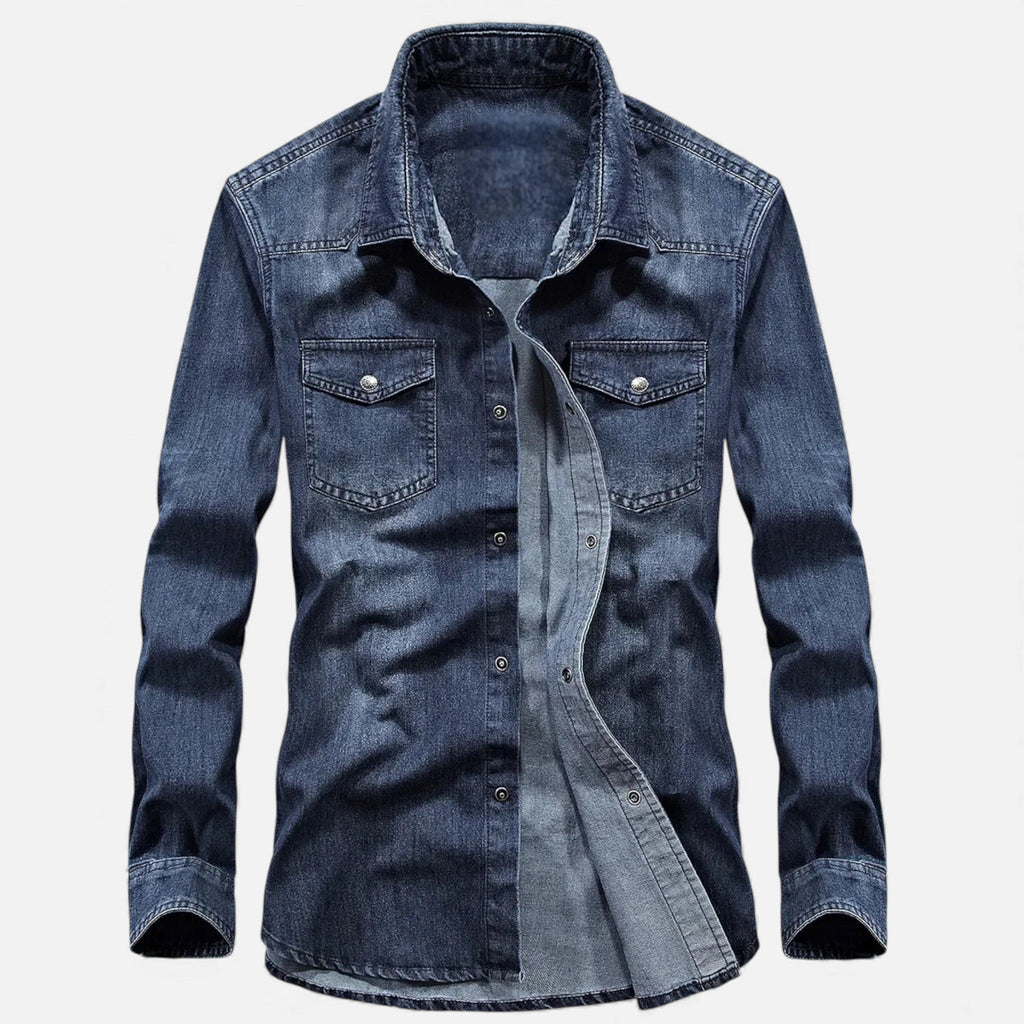 Men's Loose-Fit Denim Shirt for Autumn Winter