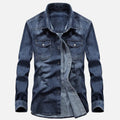 Men's Loose-Fit Denim Shirt for Autumn Winter