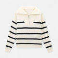 Women's Striped Polo Sweater