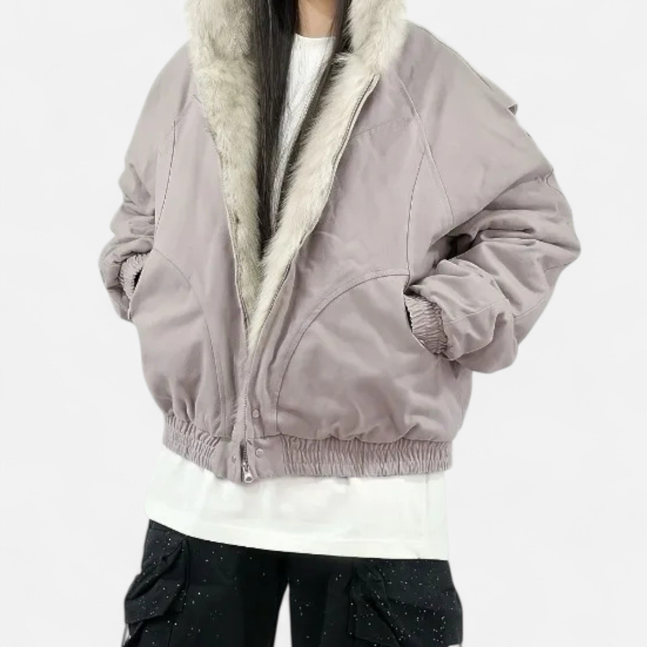 Women's Vintage Style Hooded Coat with Fur Collar
