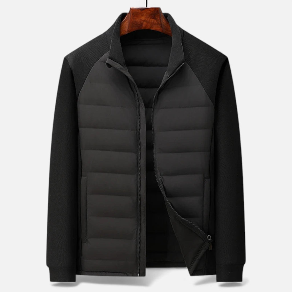 Men's Quilted Down Jacket with Stand-Up Collar