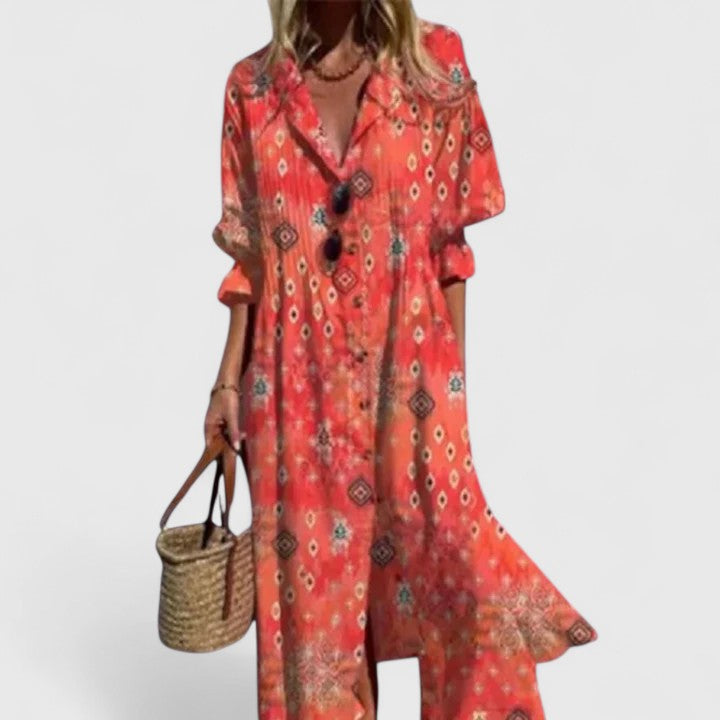 Relaxed Boho Maxi Dress with Flowing Shape