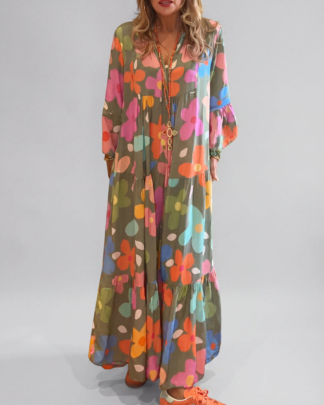Women's Floral Maxi Dress With Relaxed Fit