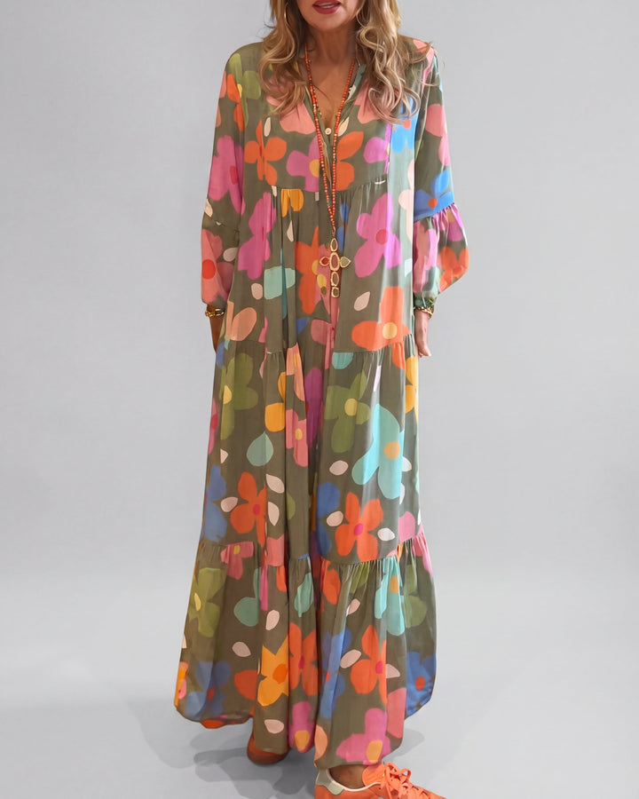 Women's Floral Maxi Dress With Relaxed Fit