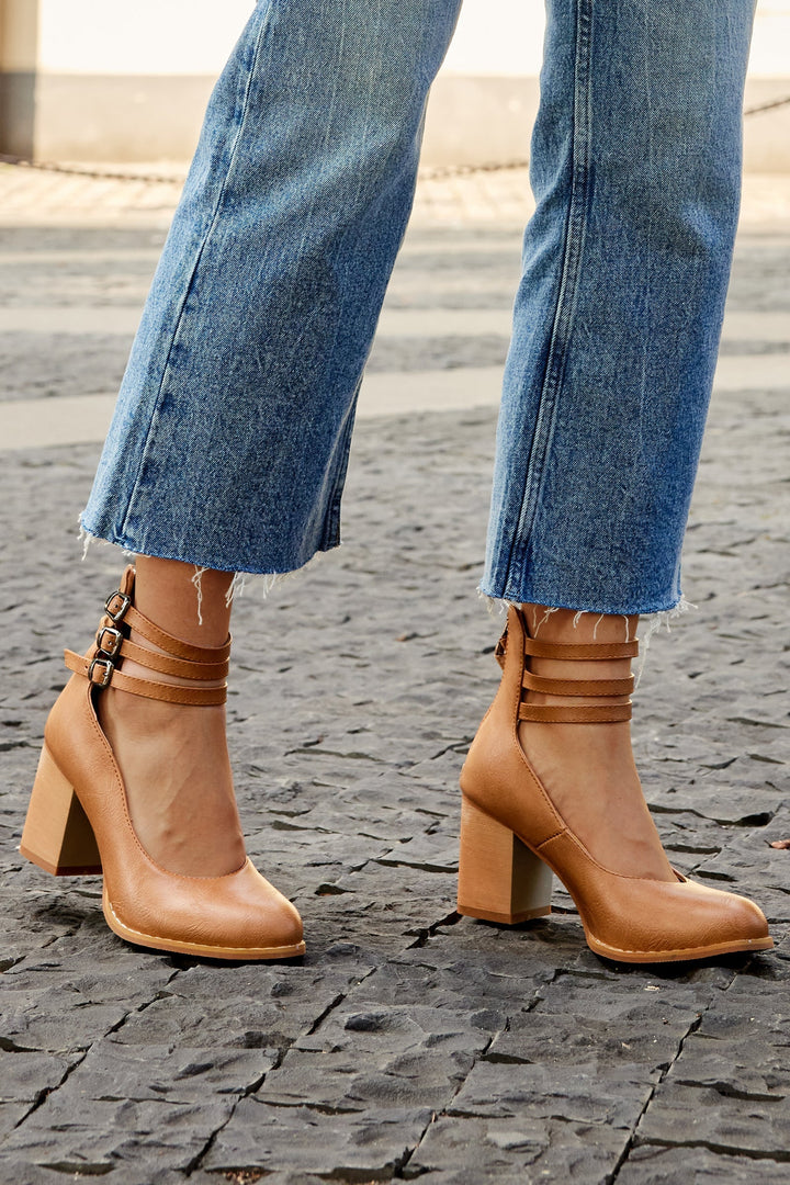 Ankle Strap Block Heel Sandals