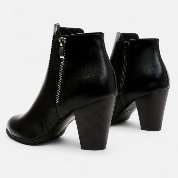 Botas exteriores de tacón retro para mujer con cremallera lateral