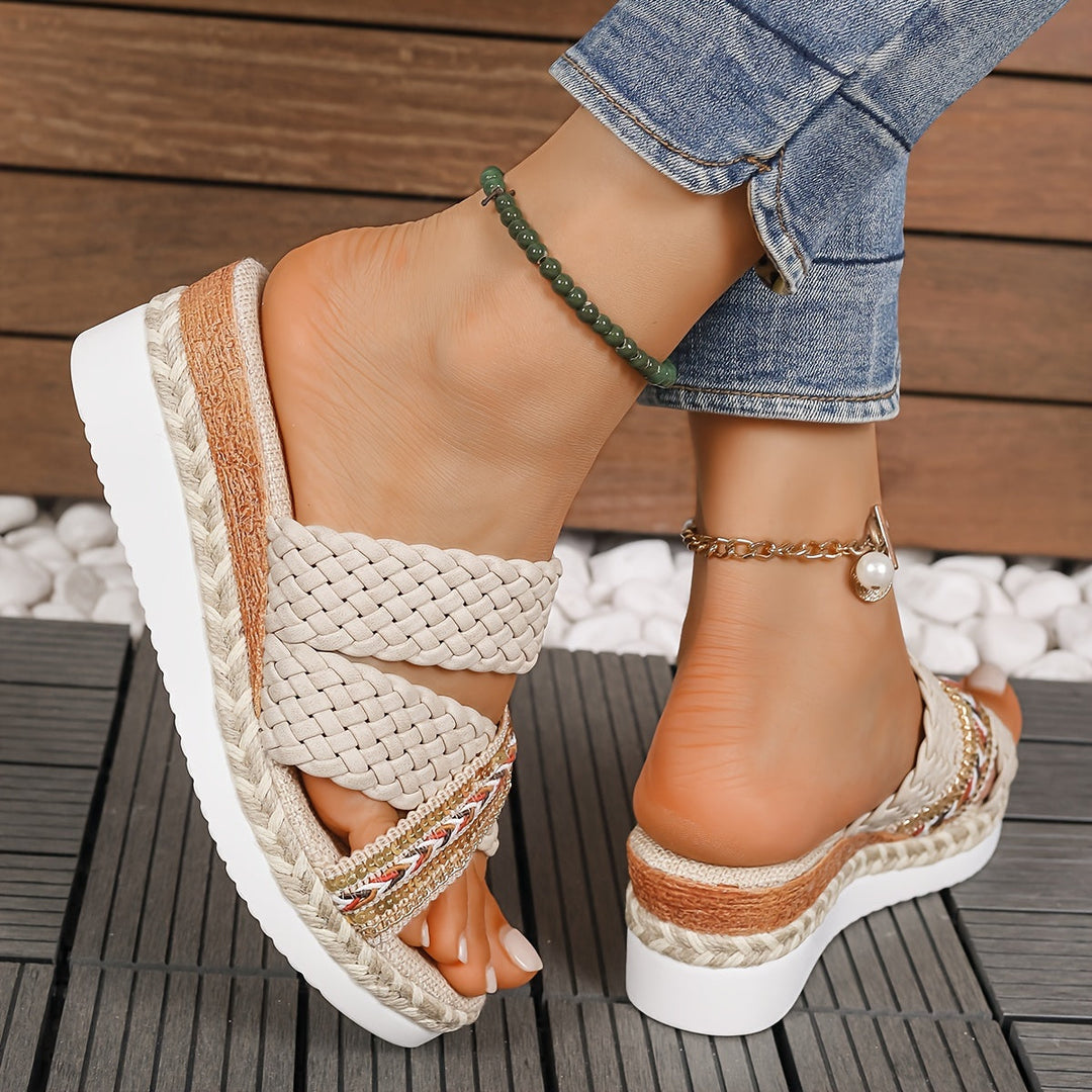 Woven Slip-On Comfort Sandals
