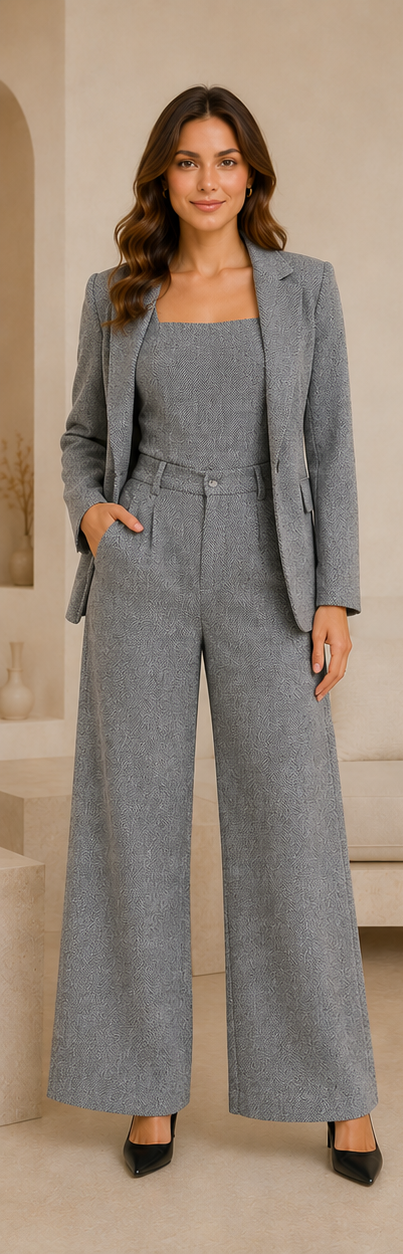 Conjunto de traje de tres piezas en espiga
