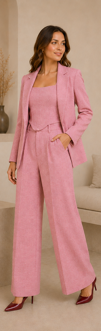 Conjunto de traje de tres piezas en espiga