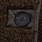 Women's Reversible Brown Teddy Jacket with Turn-Down Collar