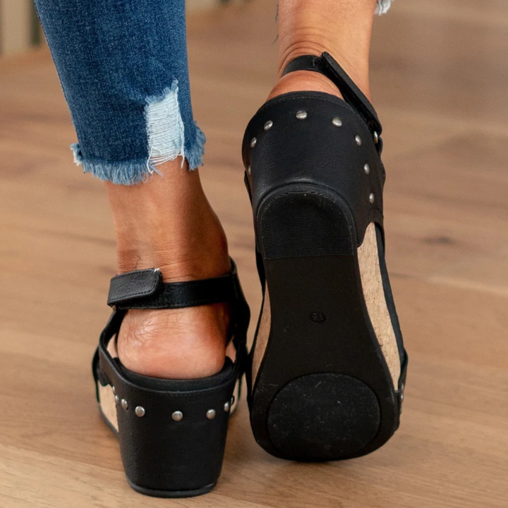 Suede Wedge Sandals with Cushioned Support