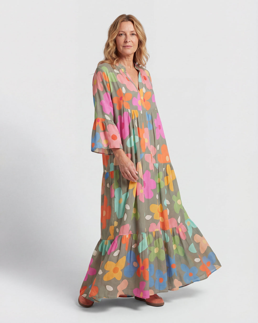 Women's Floral Maxi Dress With Relaxed Fit