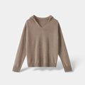Women's Wool Knitted V-Neck Hoodie