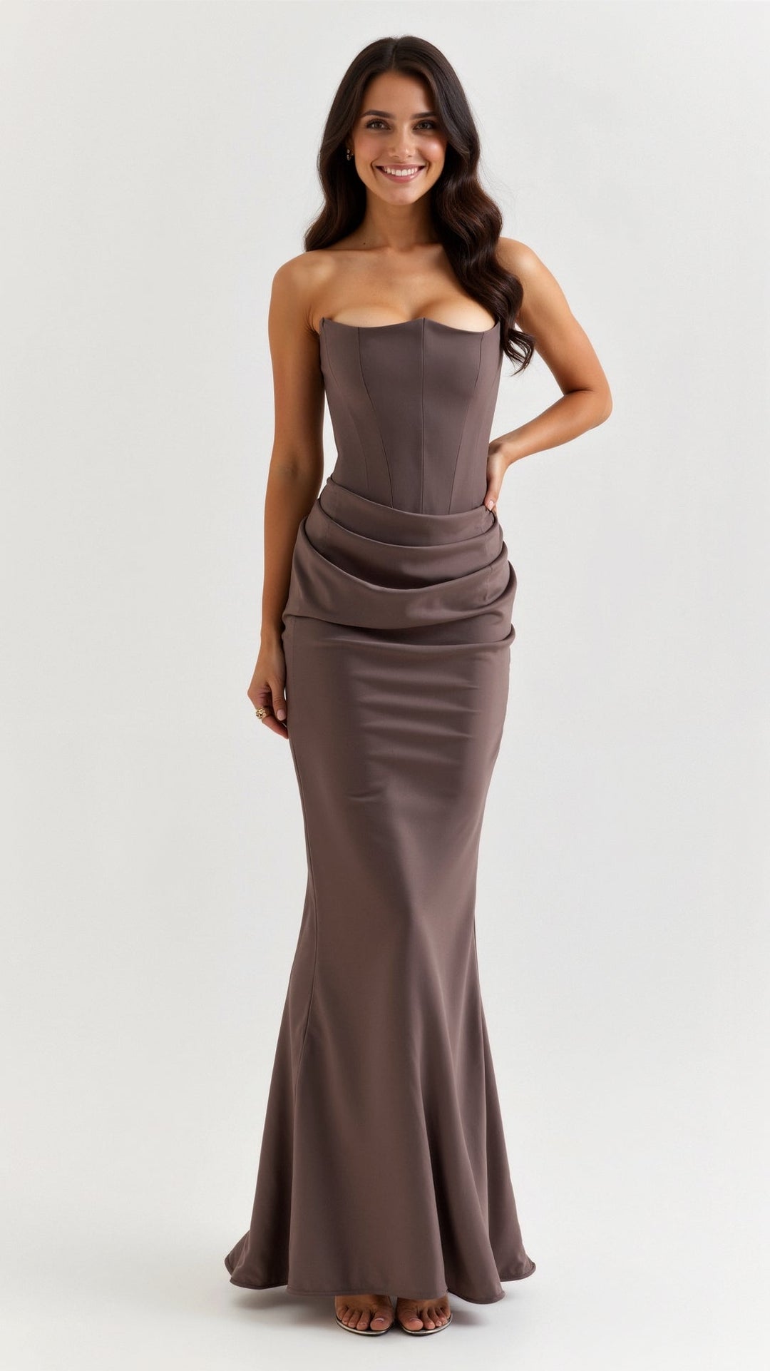 Vestido largo para invitada de boda para mujer, elegante, atemporal y de tacto suave