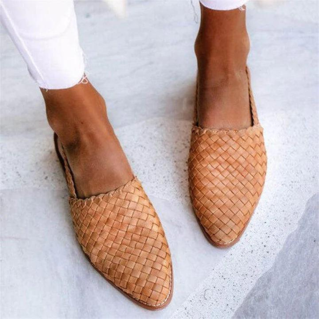 Woven Vegan Leather Ballerinas