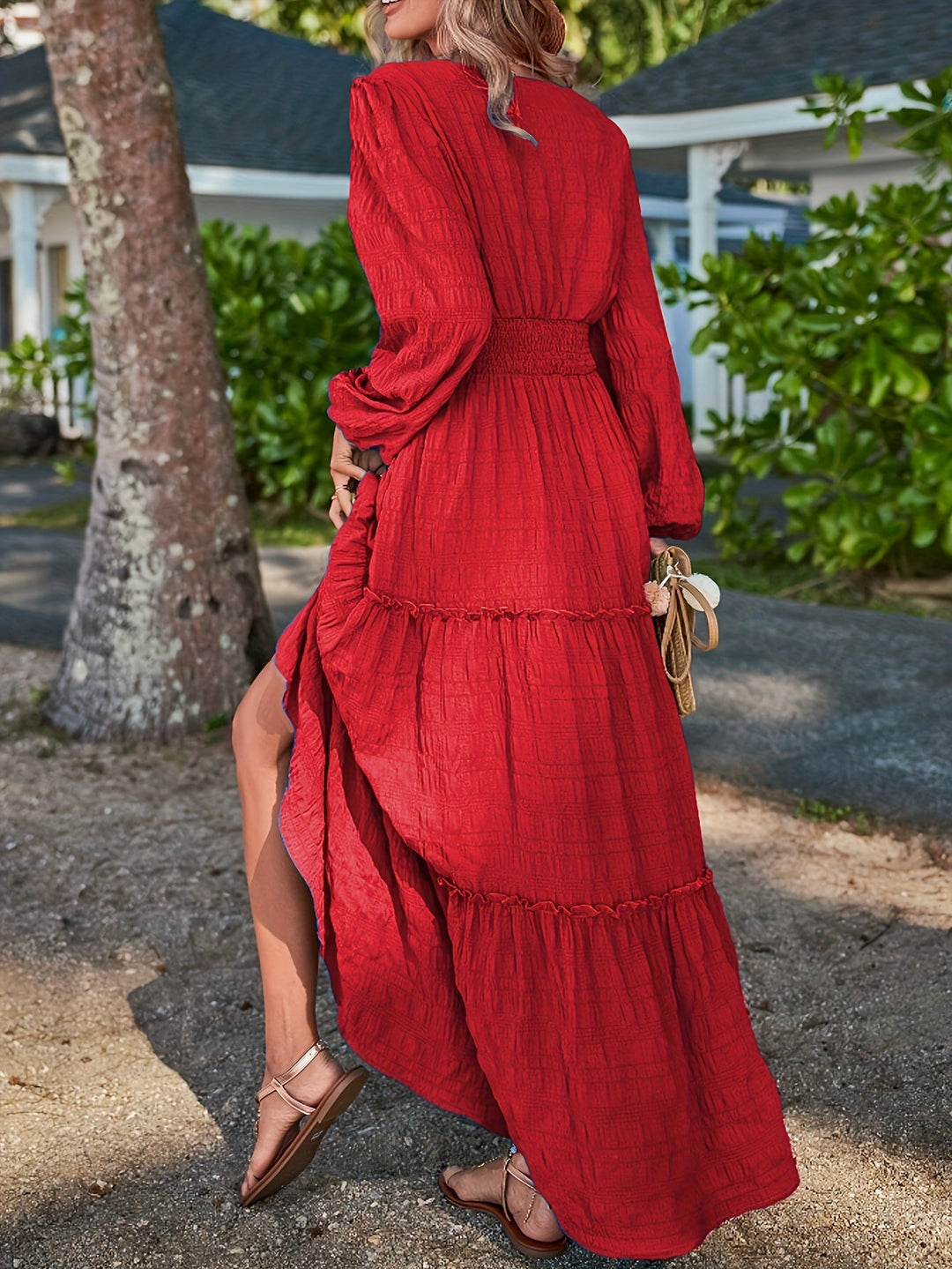 Lantern Sleeve Midi Dress