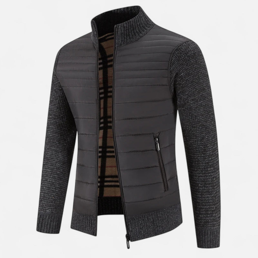 Men's Fleece Patchwork Stand-Collar Jacket