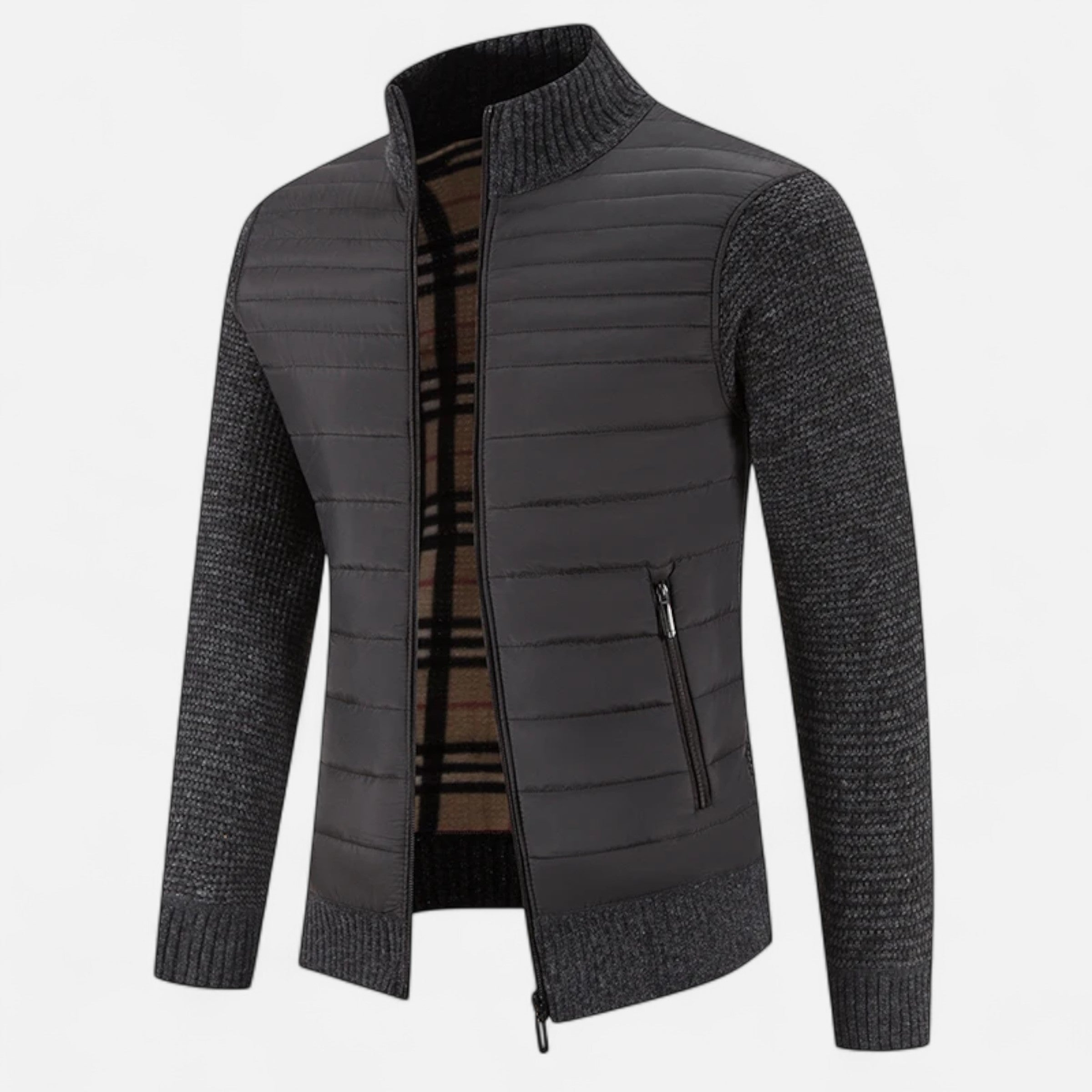 Men's Fleece Patchwork Stand-Collar Jacket