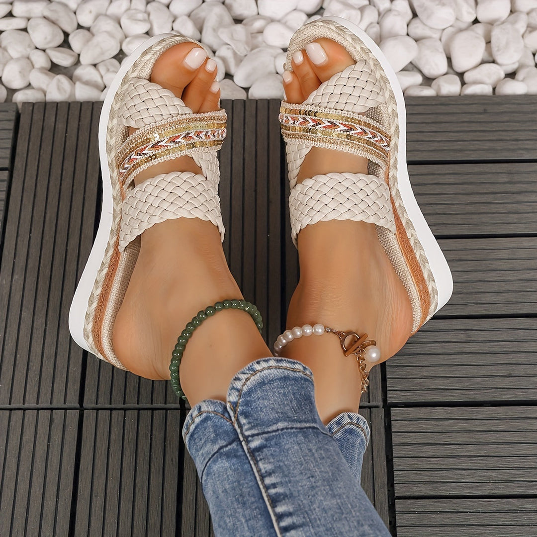 Woven Slip-On Comfort Sandals