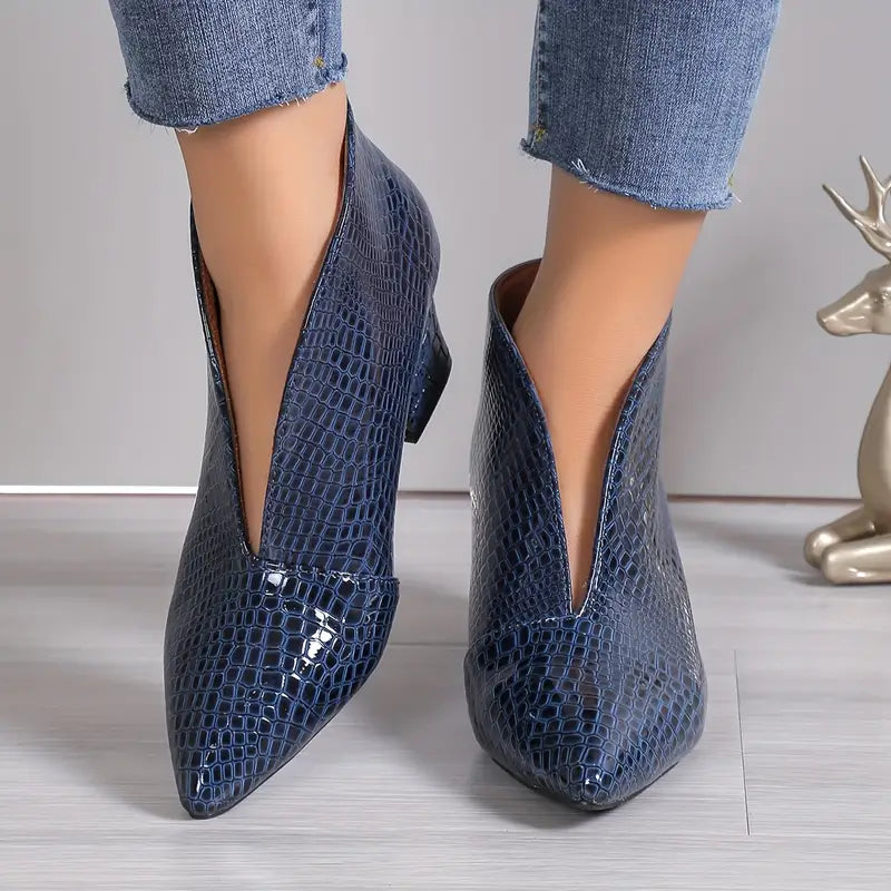 Textured Block Heel Ankle Boots