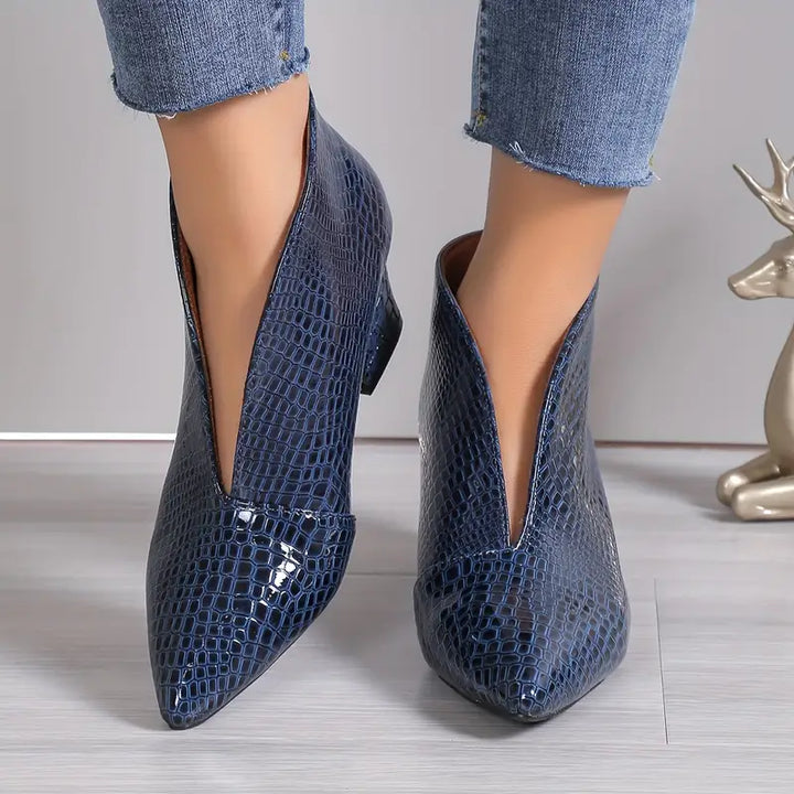 Textured Block Heel Ankle Boots
