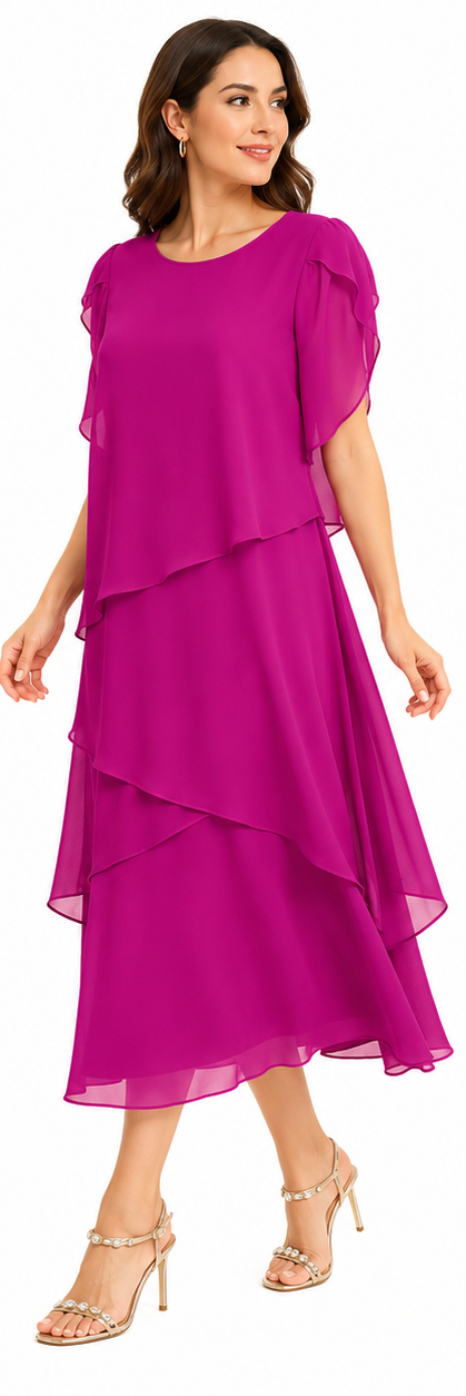 Vestido midi clásico de gasa