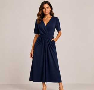 Abito Midi Minimalista con Linee Pulite